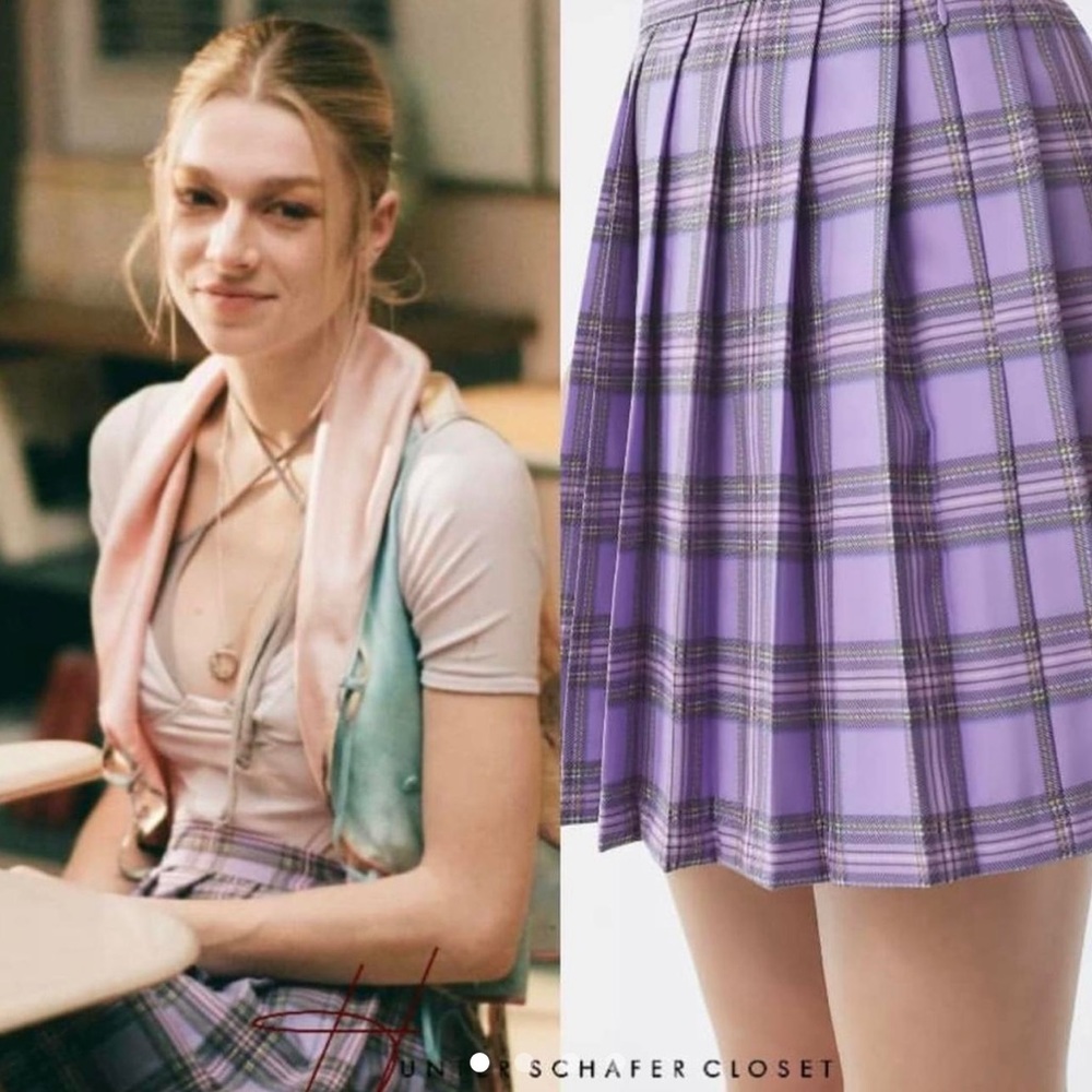 Lazy Oaf Purple Plaid Pleated skirt